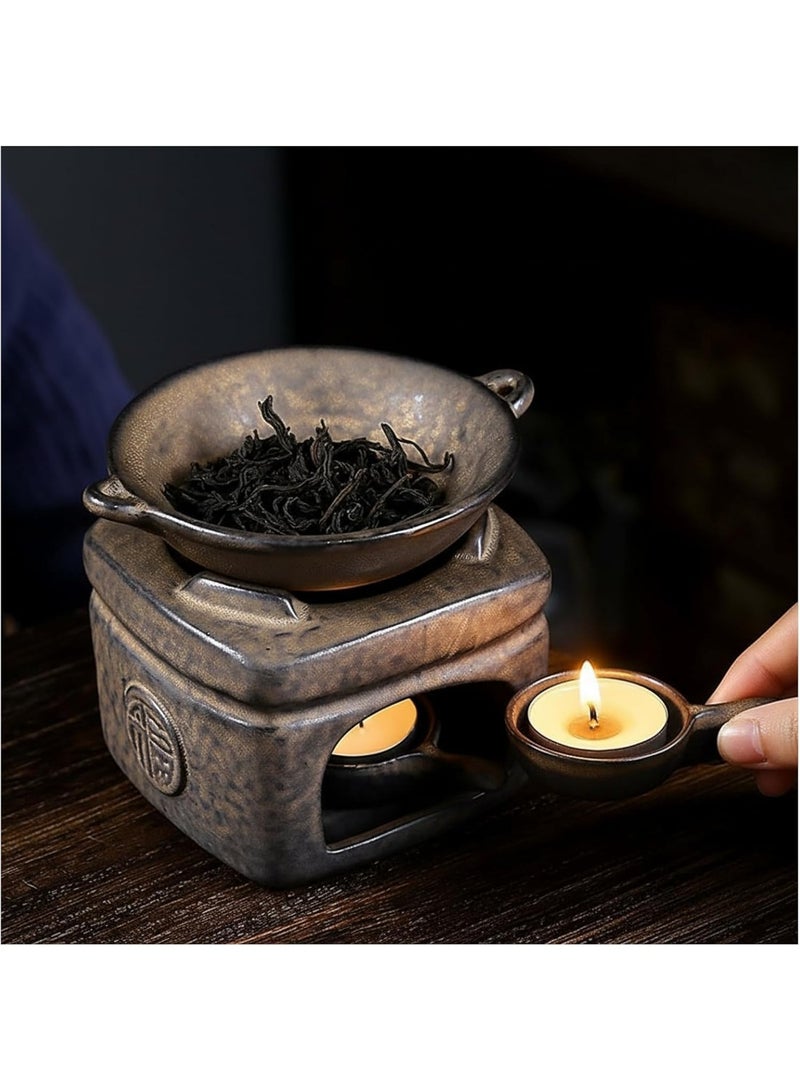 Bukela Ceramic Aromatherapy Burner,Ceramic Tea Stove Warmer Set,Cedar and Zen Incense Burner for Home Office,Tea Light Candle Holders Teapot Warmer for Meditation,Relaxation,Sleeping - Image 1